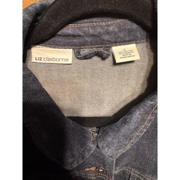 LIZ CLAIBORNE Jacket Large Trucker‎ Denim Button Up Cotton Blue - Picture 4 of 4